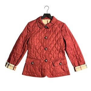 Women’s Burberry Fernleigh Red Diamond Quilted Nova Check Jacket